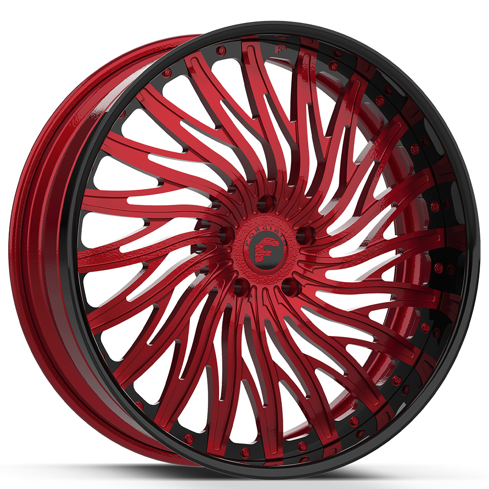24" Forgiato Wheels Dobbiamo Gloss Red with Black Lip Forged Rims 