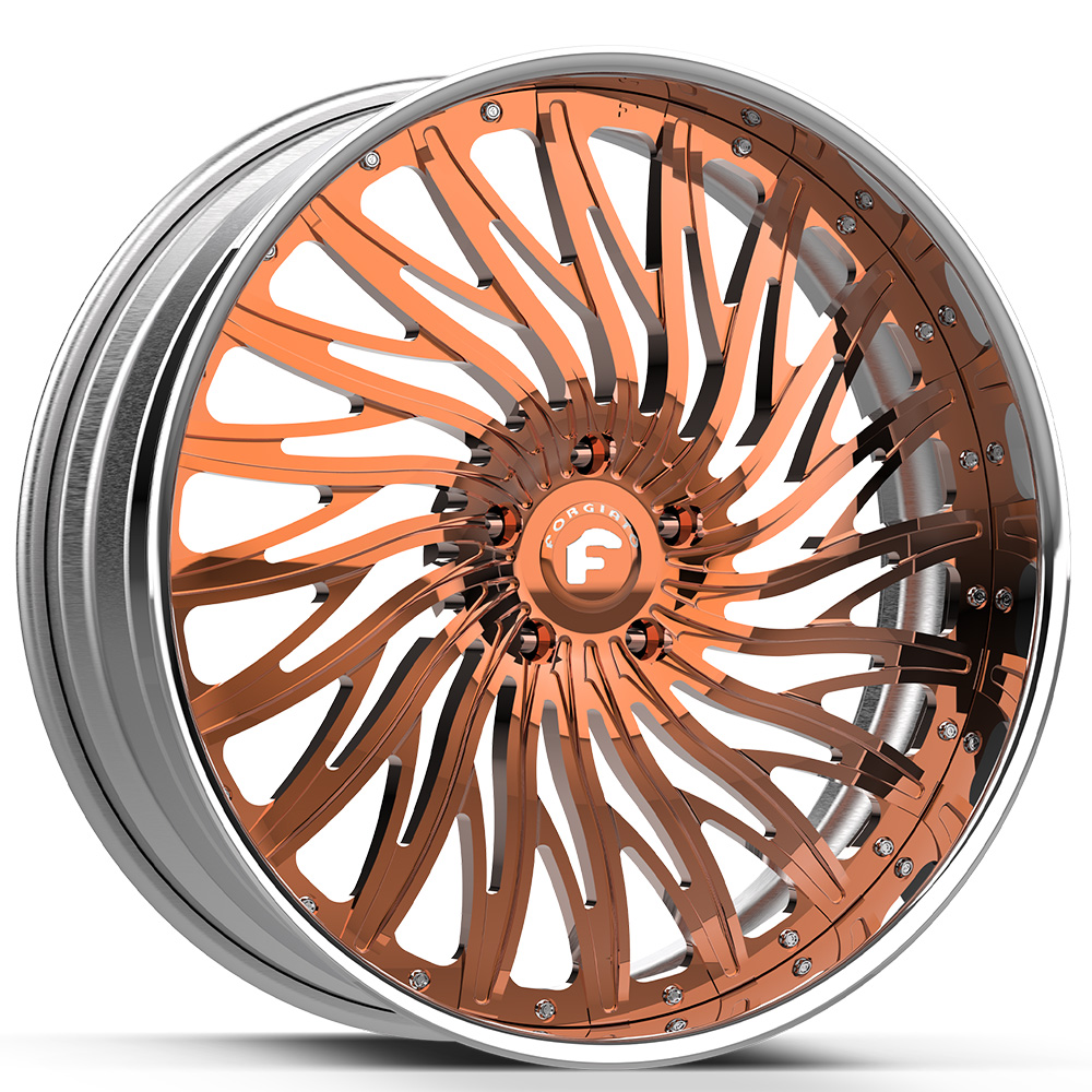 22" Forgiato Wheels Dobbiamo Rose Gold over Chrome with Chrome Lip Forged Rims 