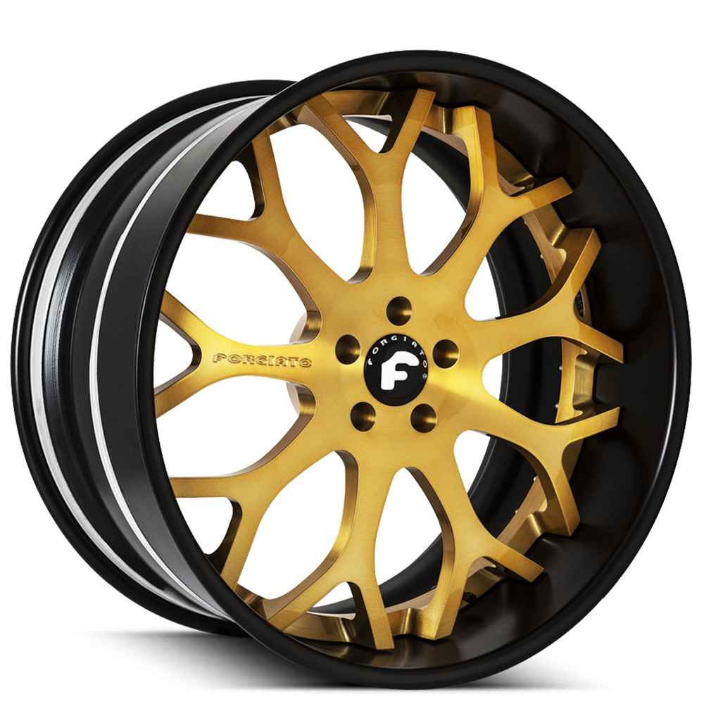 20" Forgiato Wheels Drea Brushed Gold with Black Lip Forged Rims 