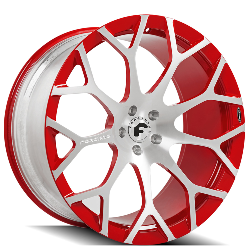 22" Forgiato Wheels Drea-M Gloss Red with Brushed Silver Face Forged Rims 