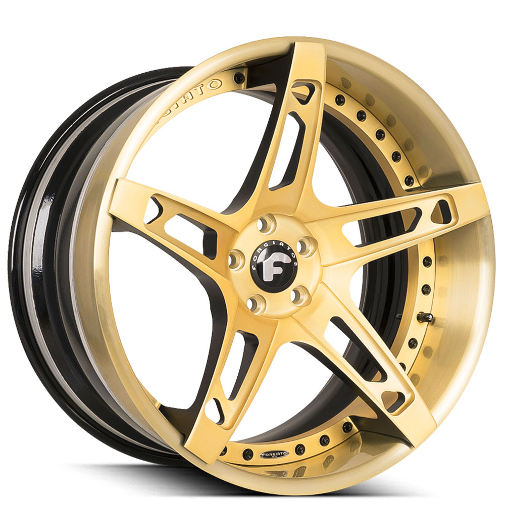 20" Forgiato Wheels Affilato-ECL Gold over High Polished Face and Lip with Black Inner Forged Rims 