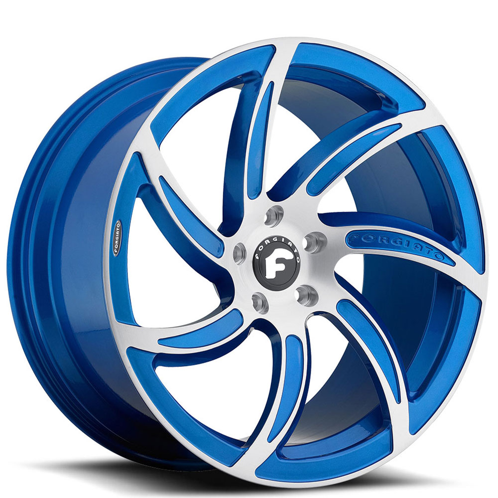 22" Forgiato Wheels Azioni-M 2-Tone Electric Blue with Brushed Silver Forged Rims 