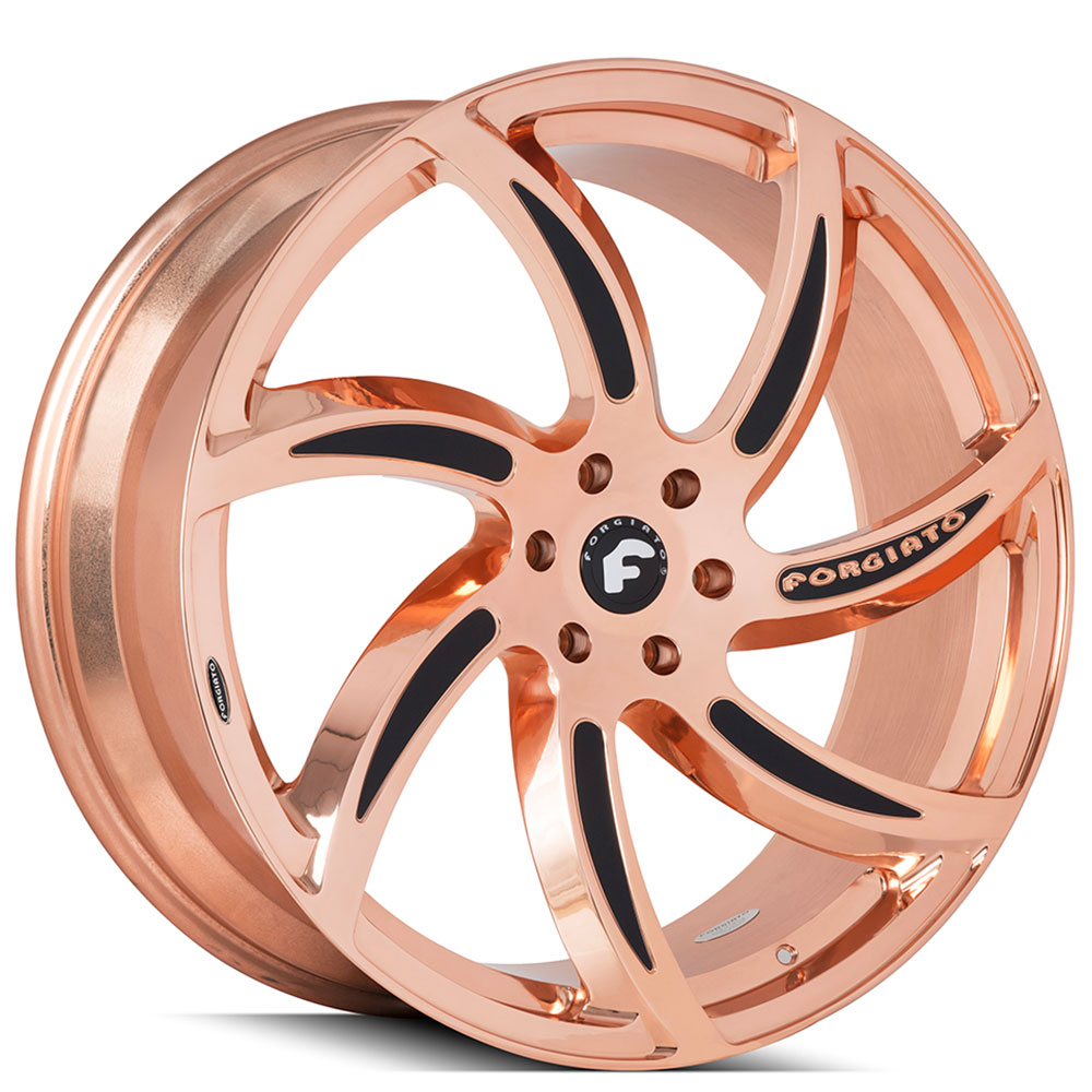 24" Forgiato Wheels Azioni-M 2-Tone Rose Gold over Chrome with Black Accents Forged Rims