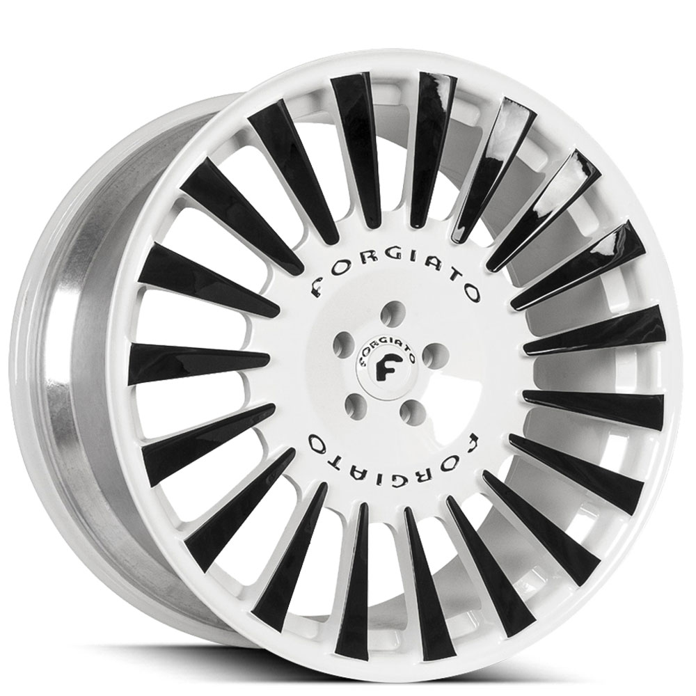 21" Forgiato Wheels Calibro-M 2-Tone Gloss White and Black Accents Forged Rims 