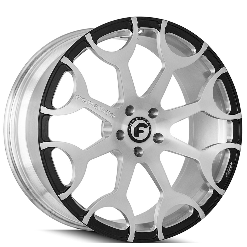 24" Forgiato Wheels Capolavaro-M 2-Tone Brushed Silver with Black Accents Forged Rims 
