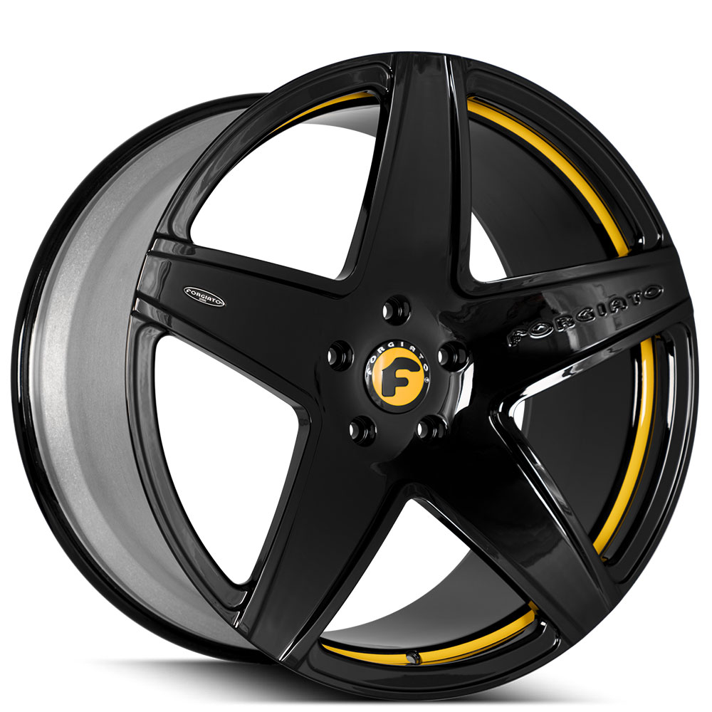 22" Forgiato Wheels Classico-M 2-Tone Gloss Black with Yellow Accents Forged Rims 