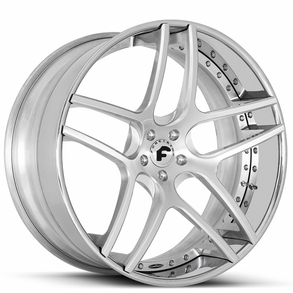 24" Forgiato Wheels Dieci-ECL Brushed Silver with Chrome Lip Forged Rims