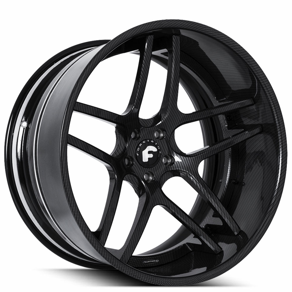 24" Forgiato Wheels Dieci-ECL Carbon Fiber Look Dip Face with Black Inner Forged Rims