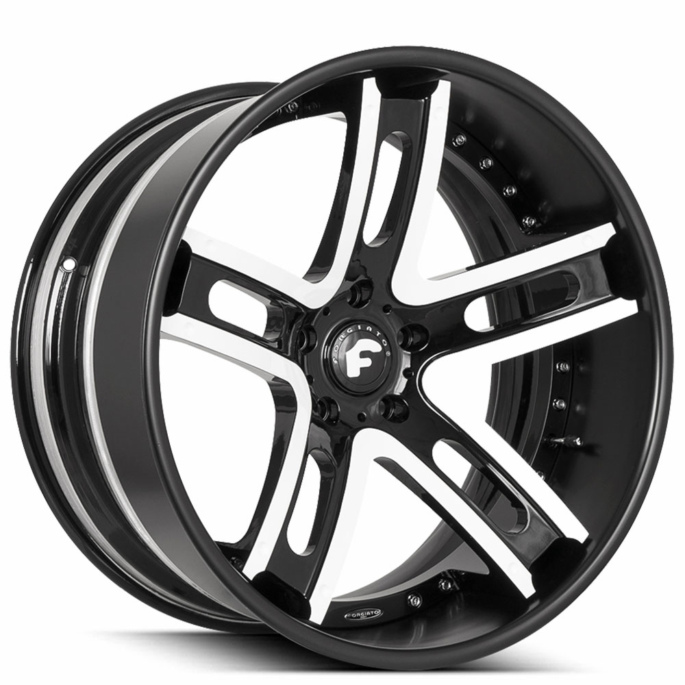 22" Forgiato Wheels Estremo-ECL 2-Tone Gloss Black with White Accents Forged Rims 