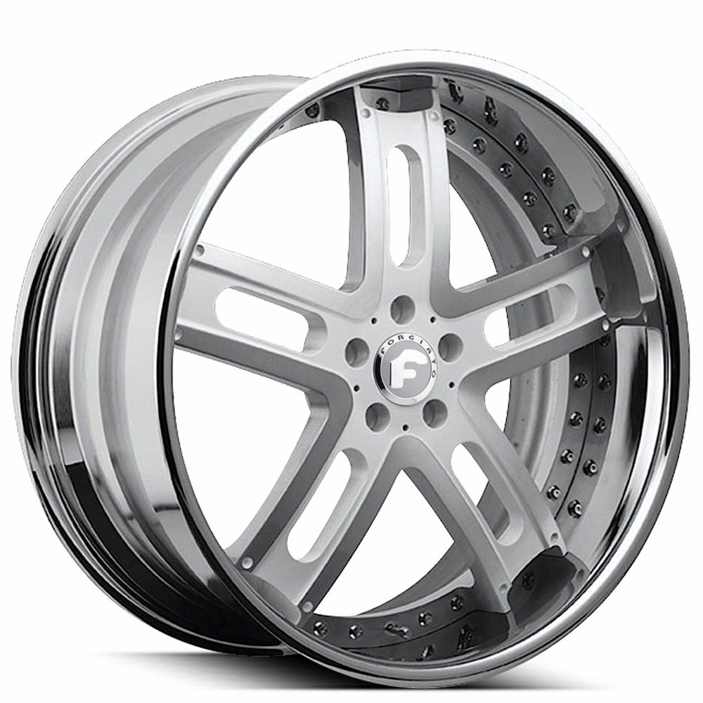 22" Forgiato Wheels Estremo Silver Machined with Chrome Lip Forged Rims