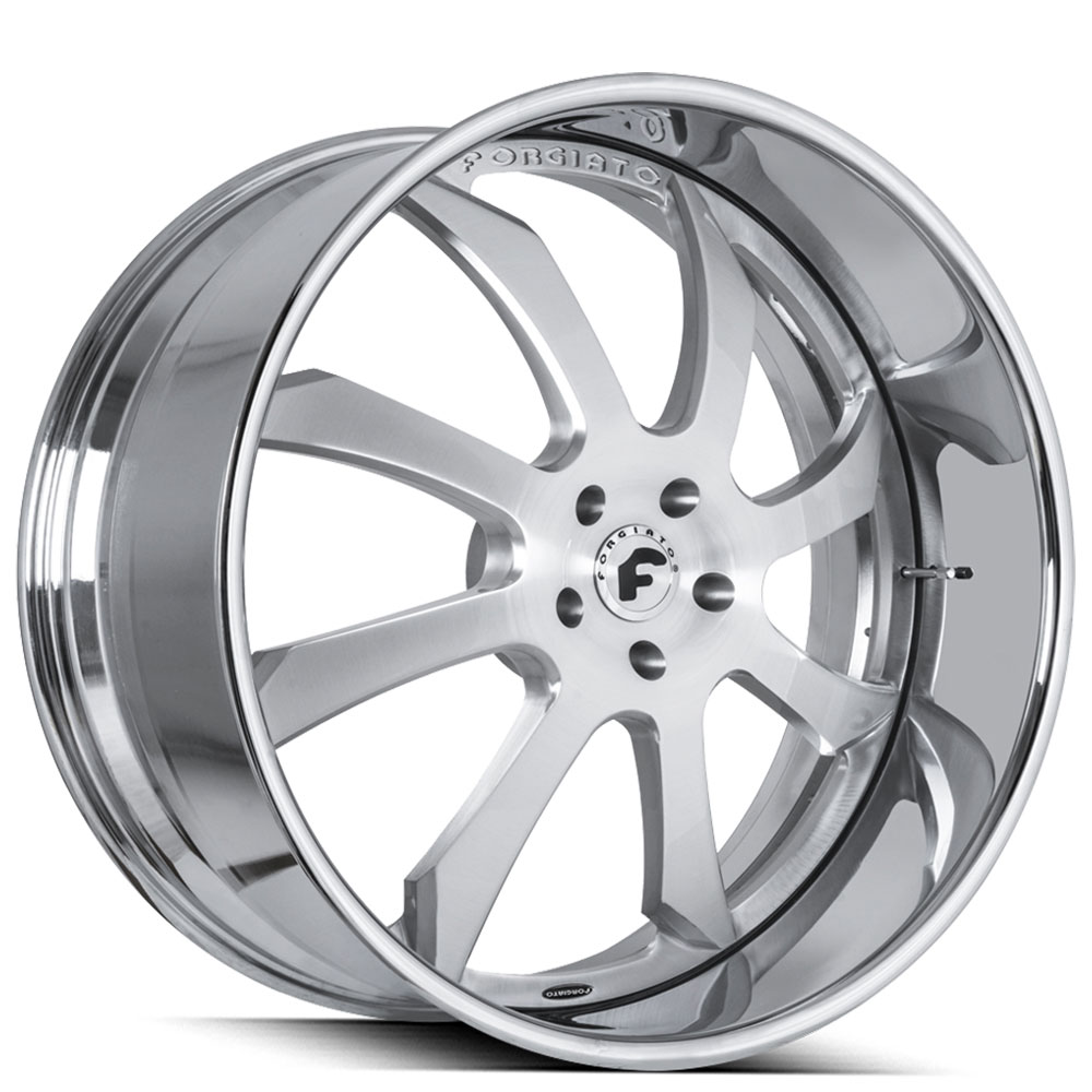 21" Forgiato Wheels Fondare Brushed Silver with Chrome Lip Forged Rims