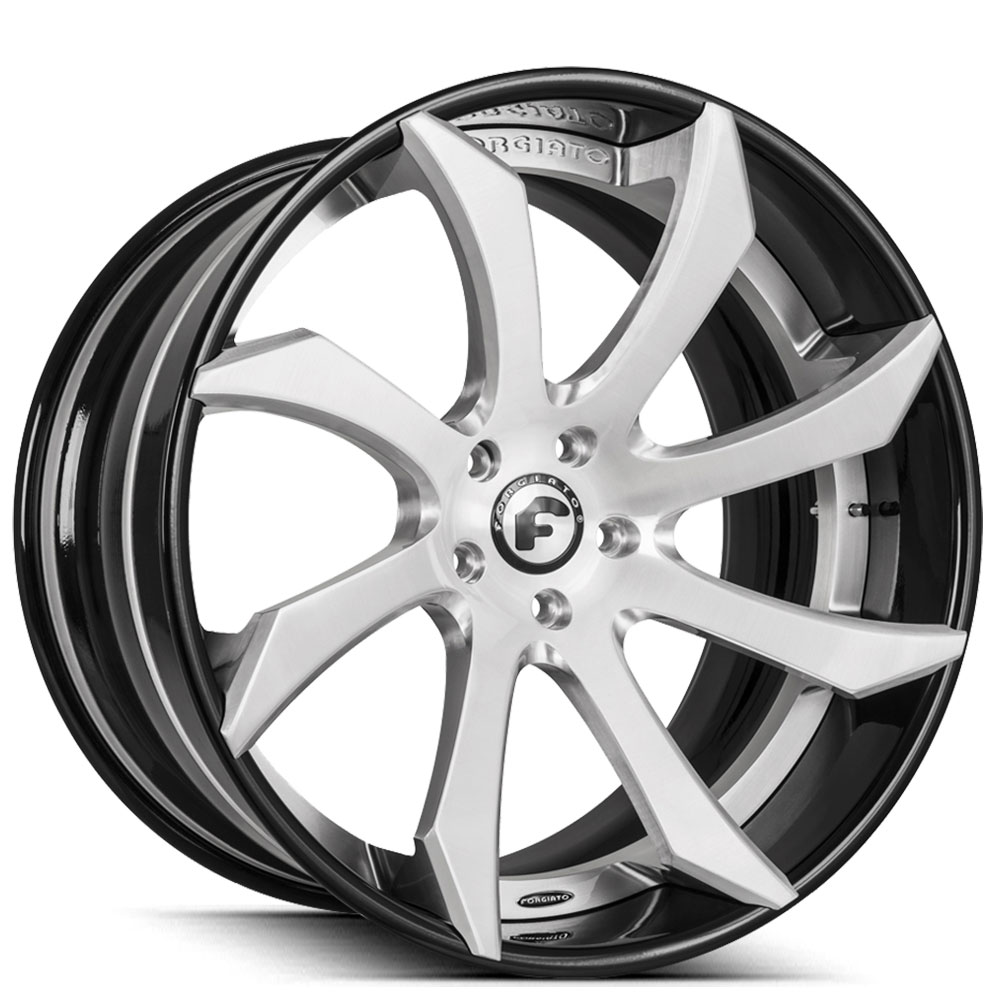 20" Forgiato Wheels Fondare-ECL Brushed Silver with Gloss Black Lip Forged Rims