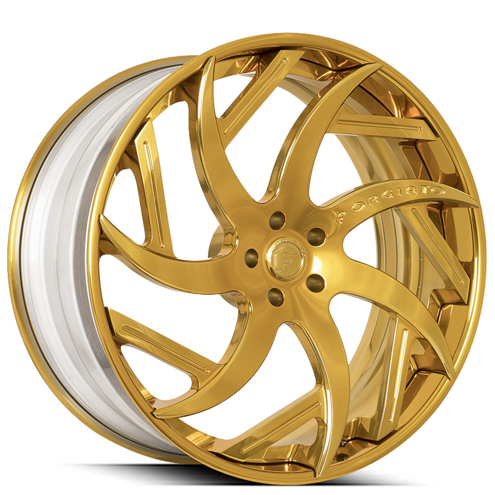 21" Forgiato Wheels Girare-ECL Gold over Chrome Forged Rims 