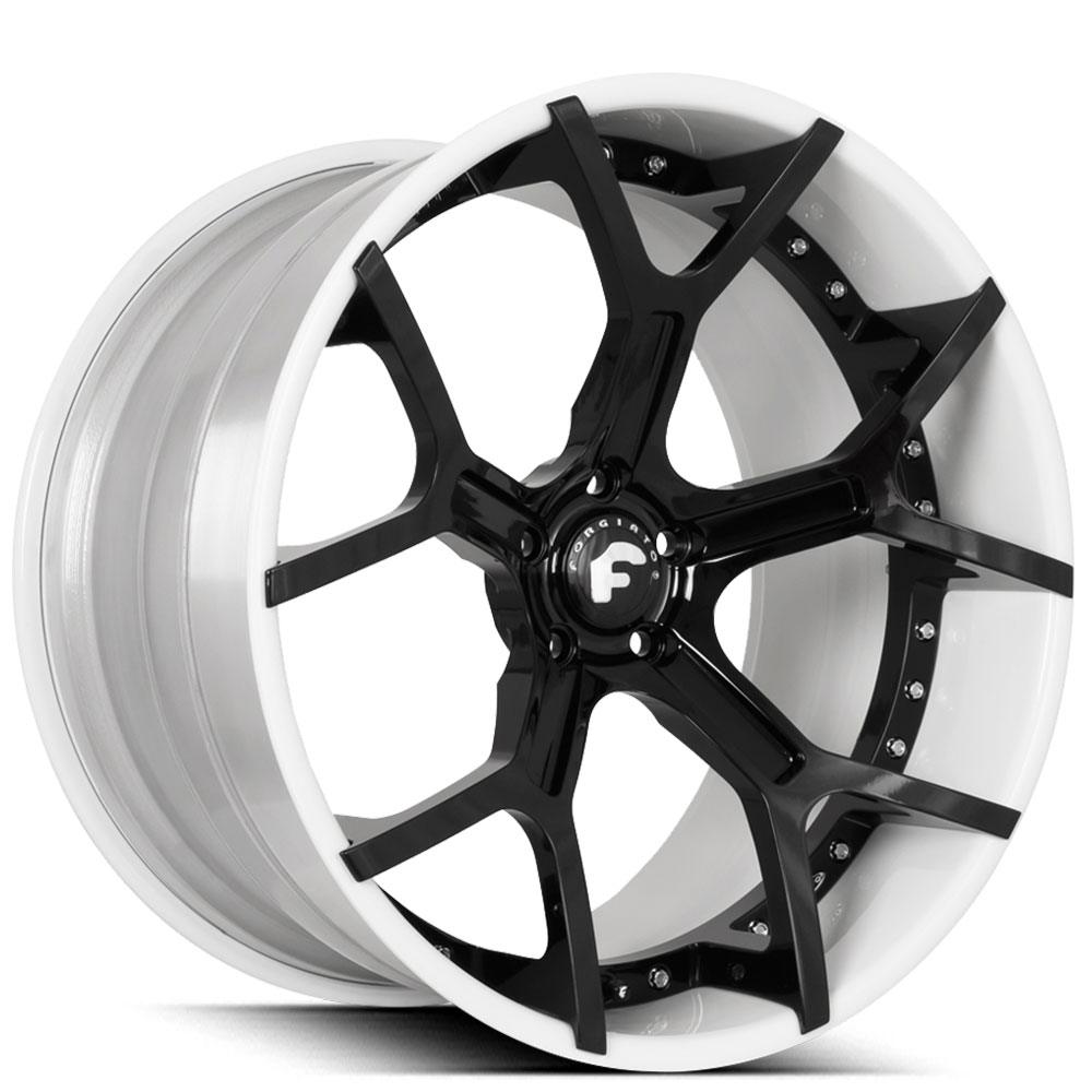 24" Forgiato Wheels GTR-ECL Black Face with Gloss White Lip Forged Rims 