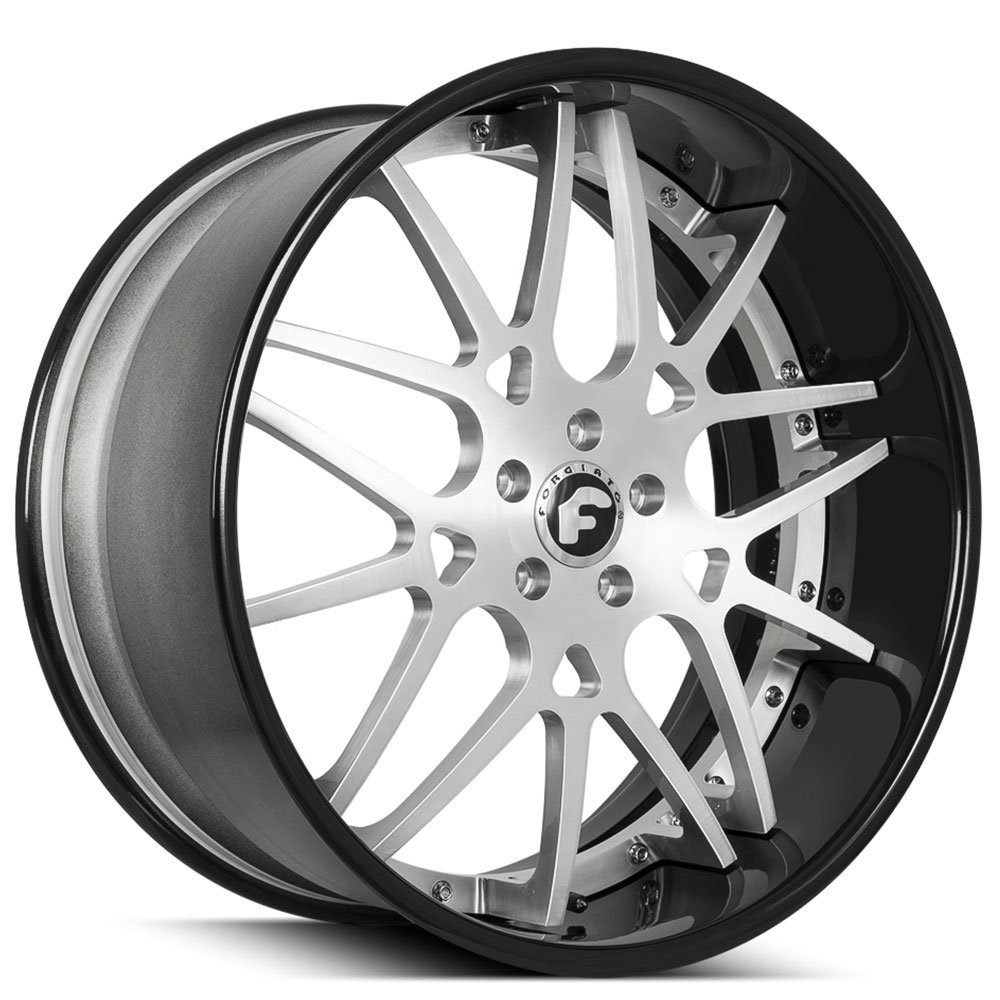 21" Forgiato Wheels Maglia Brushed Silver with Gloss Black Lip Forged Rims