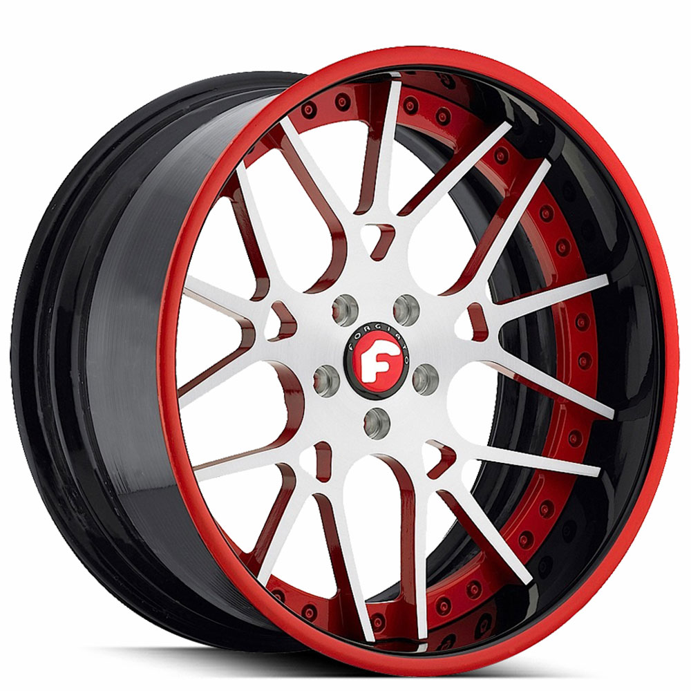 22" Forgiato Wheels Maglia 2-Tone White Face with Red Window and Black with Red Stripe Lip Forged Rims 