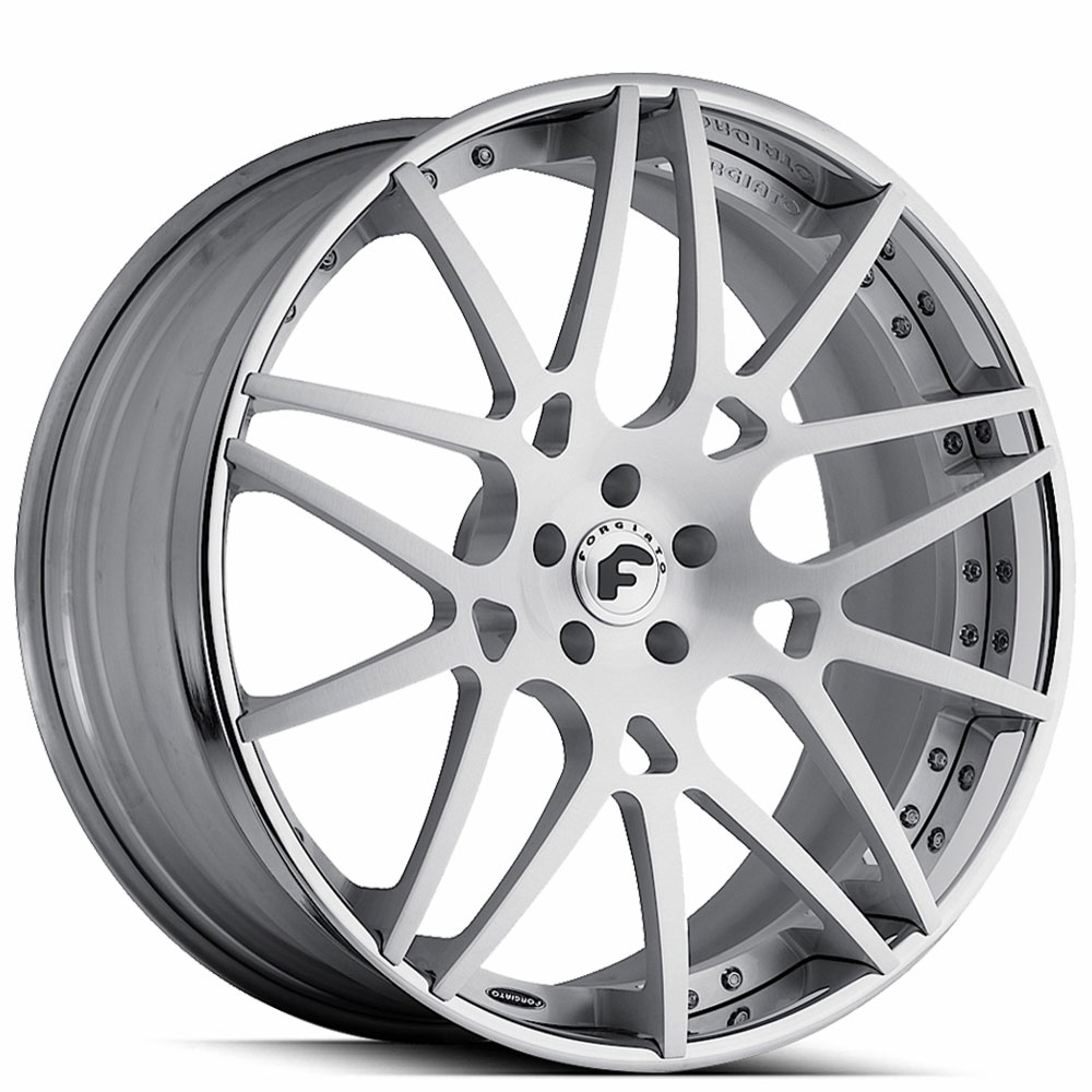 24" Forgiato Wheels Maglia-ECL Brushed Silver with Chrome Lip Forged Rims