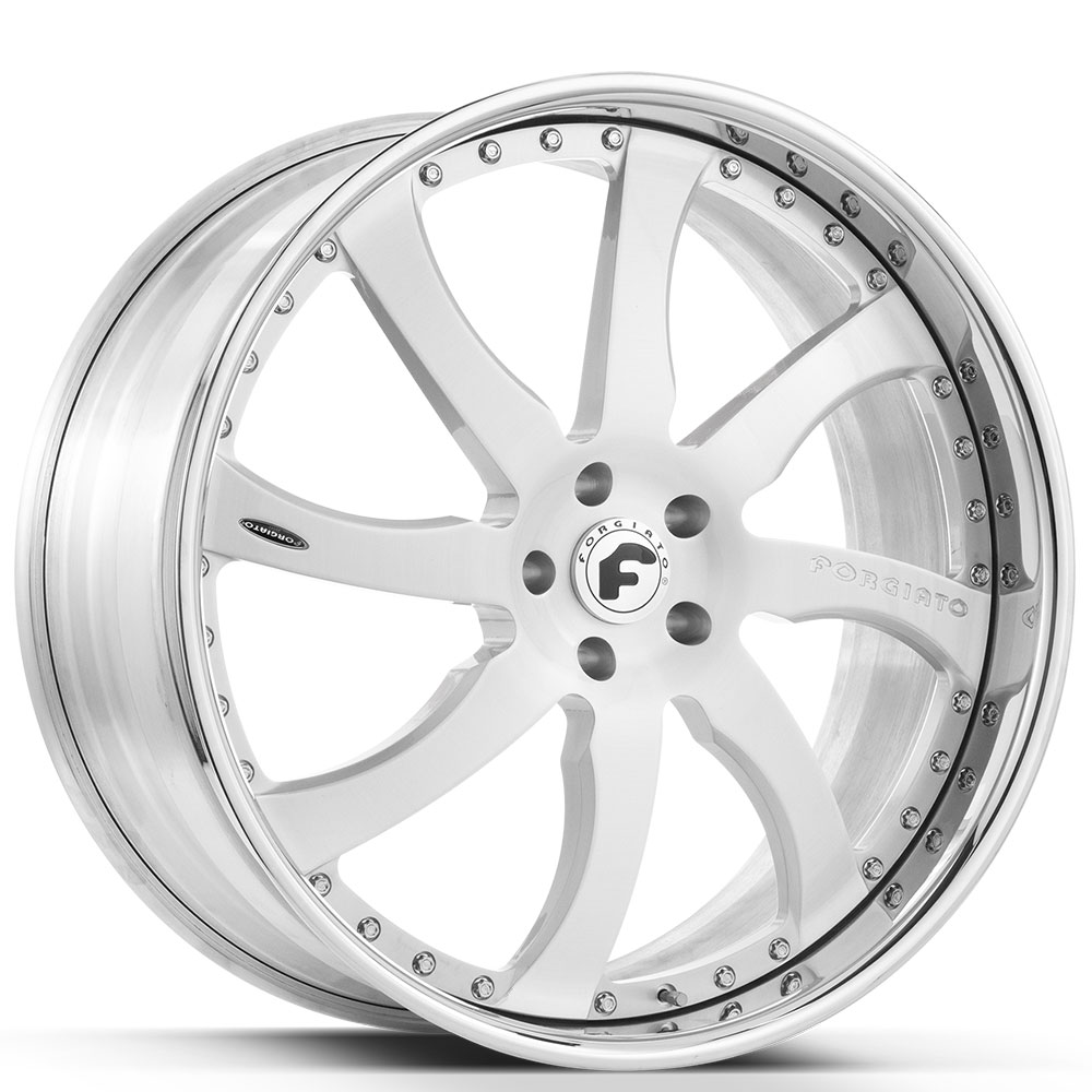 22" Forgiato Wheels Quattresimo Brushed Silver with Chrome Lip Forged Rims