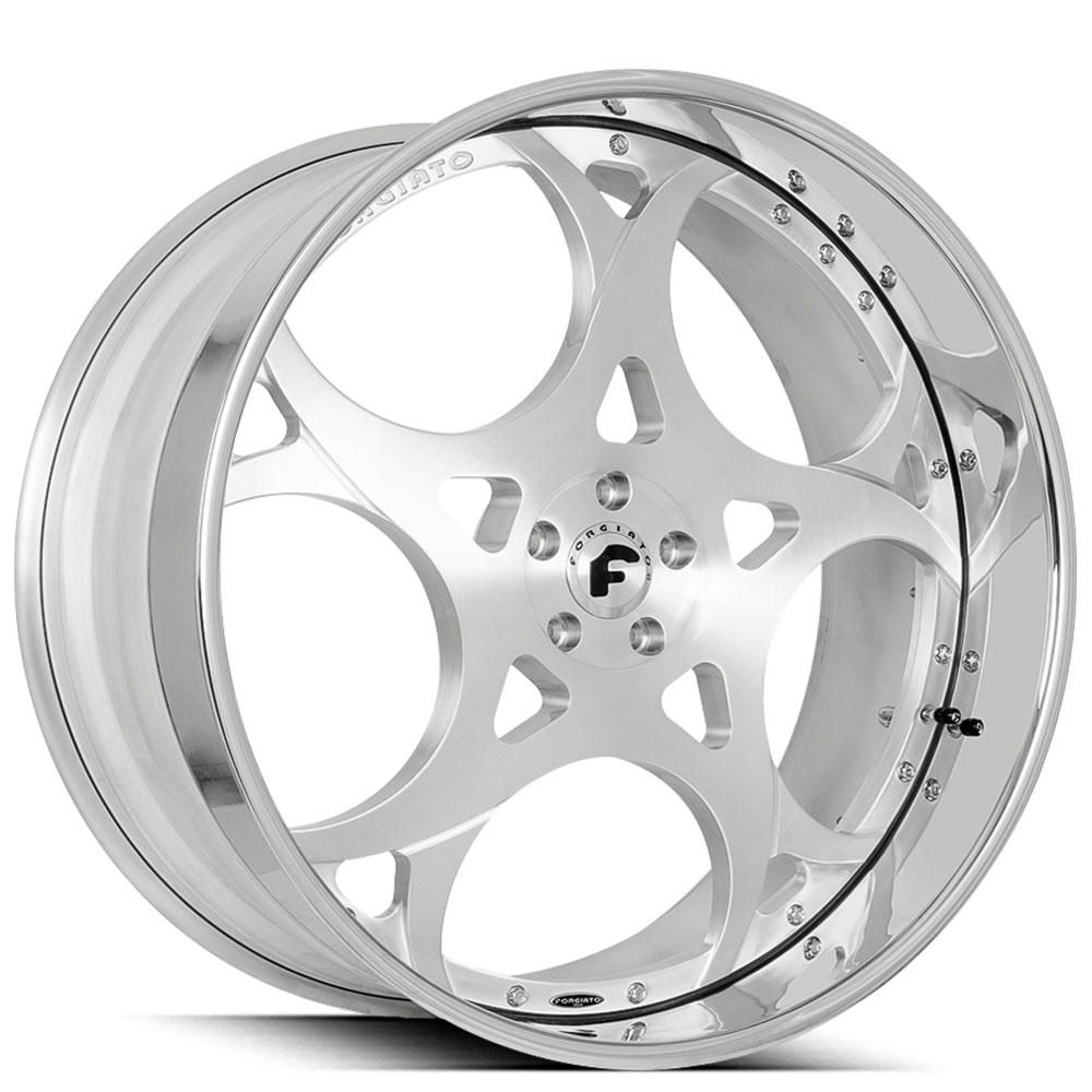 22" Forgiato Wheels Rueda Brushed Silver with Chrome Lip Forged Rims
