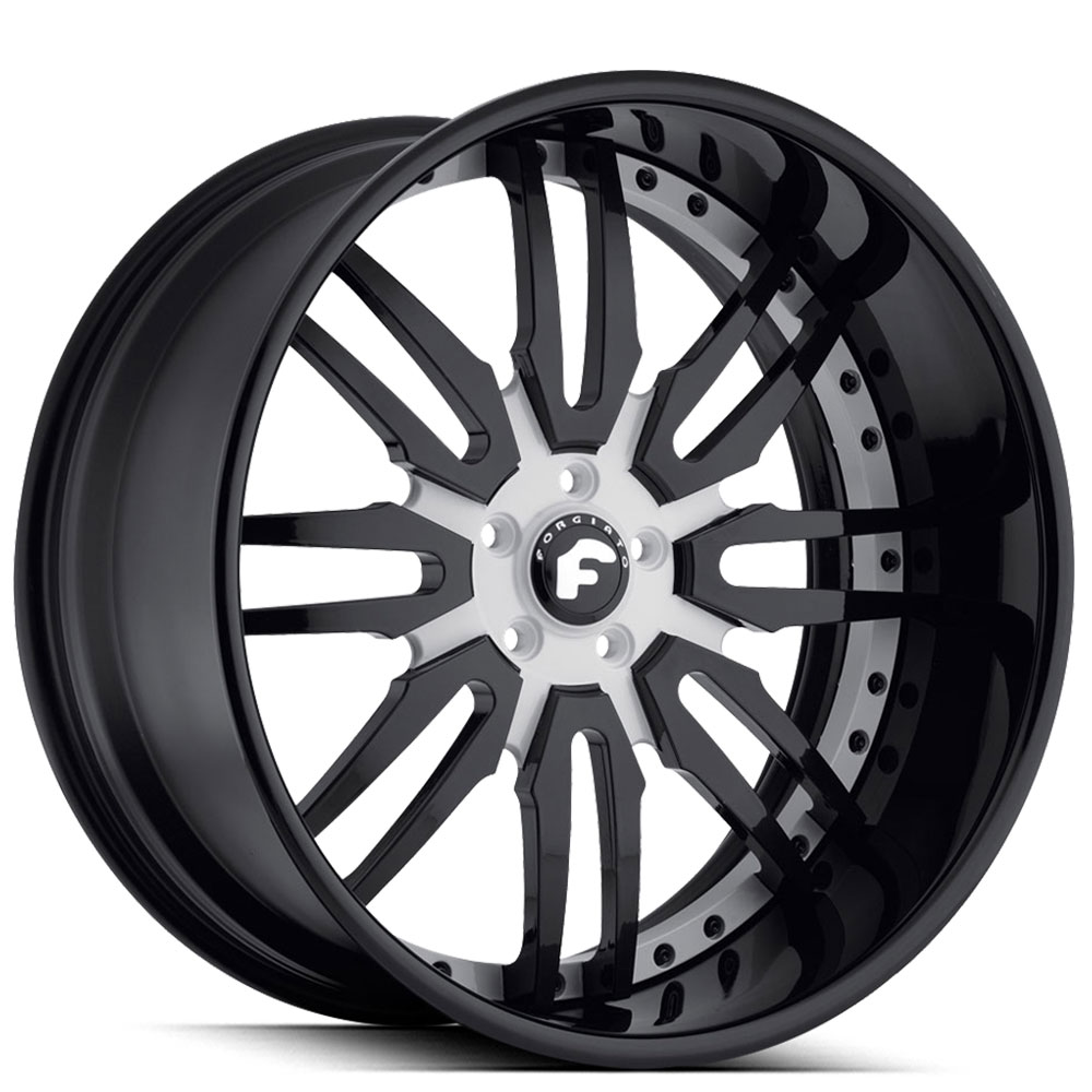 19" Forgiato Wheels Sedici 2-Tone Black with White Forged Rims 