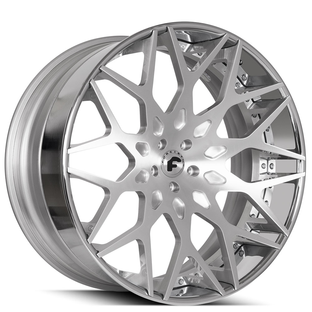 22" Forgiato Wheels Torino-ECL Brushed Silver with Chrome Lip Forged Rims
