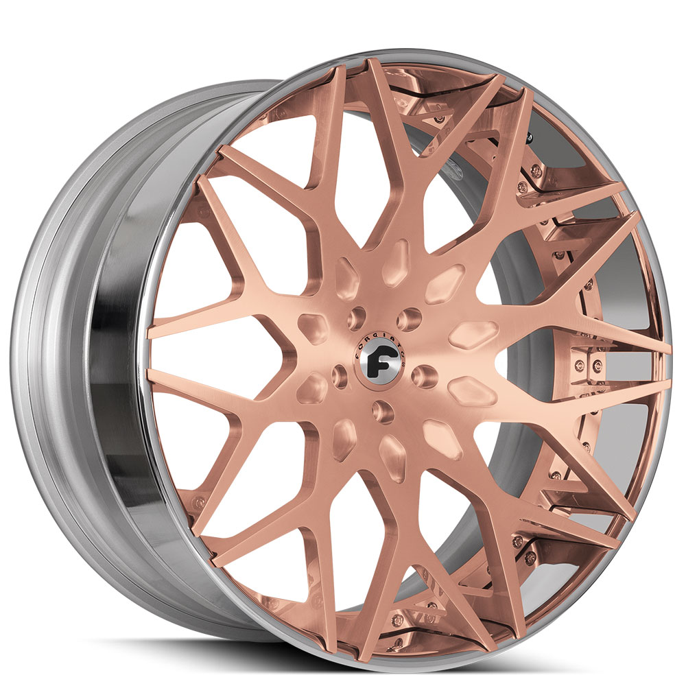 22" Forgiato Wheels Torino-ECL Rose Gold over Chrome with Chrome Lip Forged Rims 