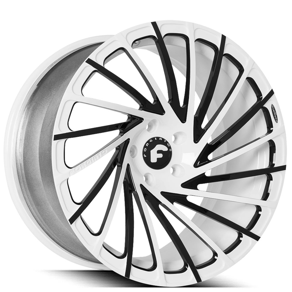 24" Forgiato Wheels Ventoso-M 2-Tone Gloss White with Black Accents Forged Rims 