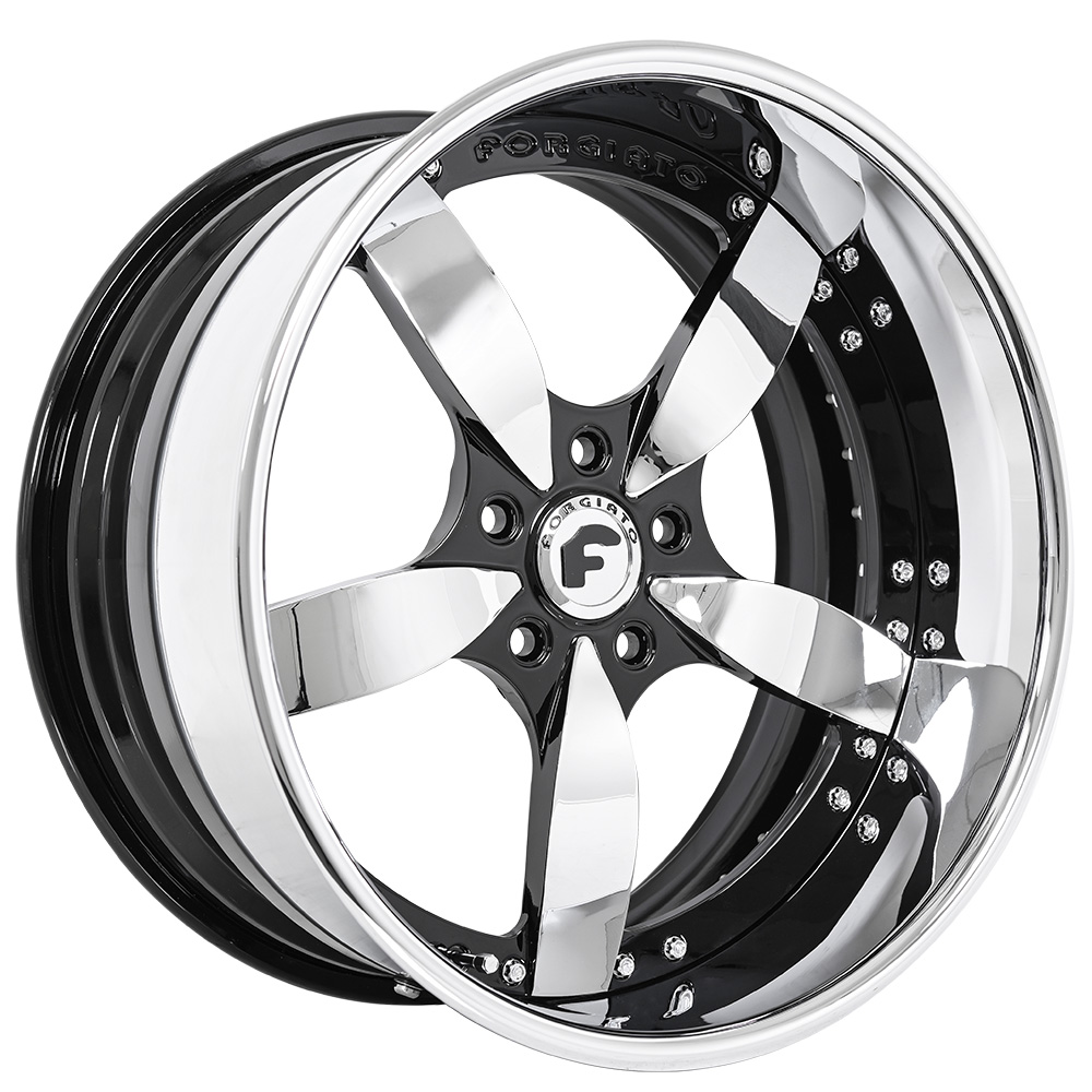 21" Forgiato Wheels ITO Gloss Black with Chrome Face and Lip Forged Rims 