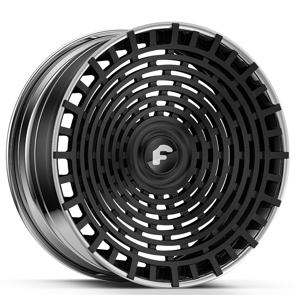 22" Forgiato Wheels Parlante ECL Black Face with Chrome Lip XL Floating Cap Forged Rims 
