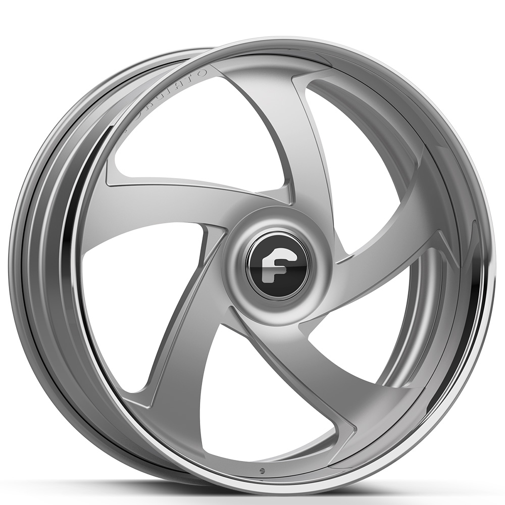22" Forgiato Wheels SR01 Brushed Silver Face with Chrome Lip XL Floating Cap Forged Rims 