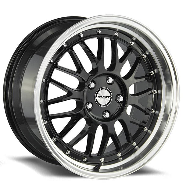 18" Shift Wheels Flywheel Gloss Black with Polished Lip Rims SFT0361