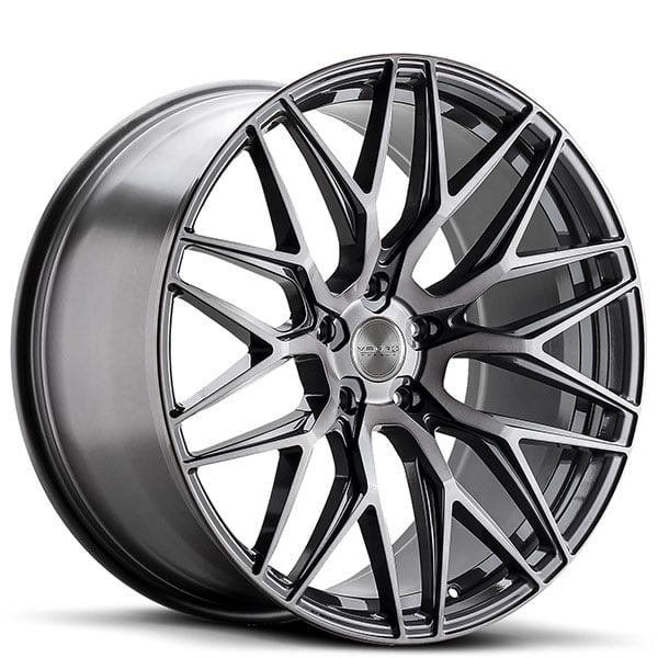 19" Staggered Varro Wheels VD06X Gloss Titanium with Brushed Face Spin Forged Rims 
