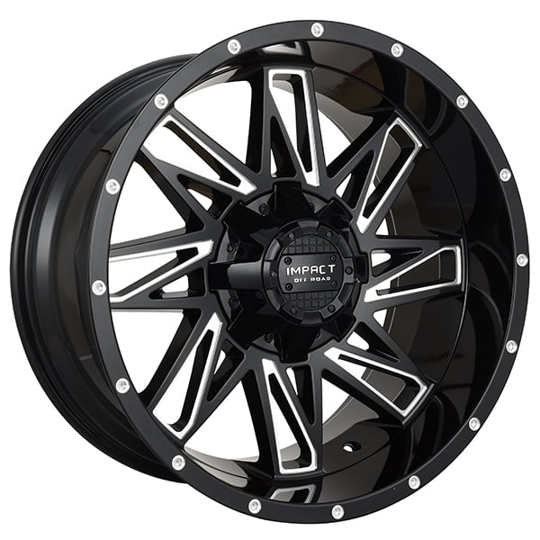 17" Impact Off-Road Wheels 814 Gloss Black with Milled Windows Rims