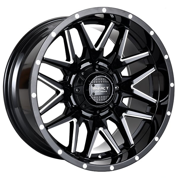 24" Impact Off-Road Wheels 819 Gloss Black with Milled Windows Rims