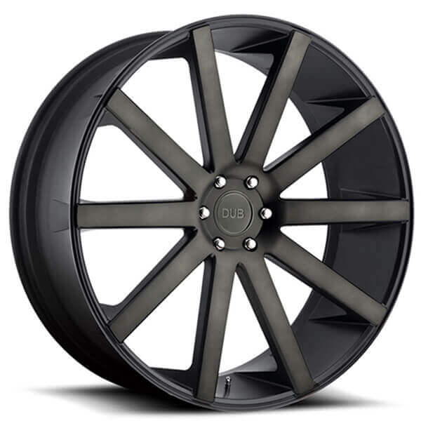 22" Dub Wheels Shot Calla S121 Black Machined with Dark Tint Rims 