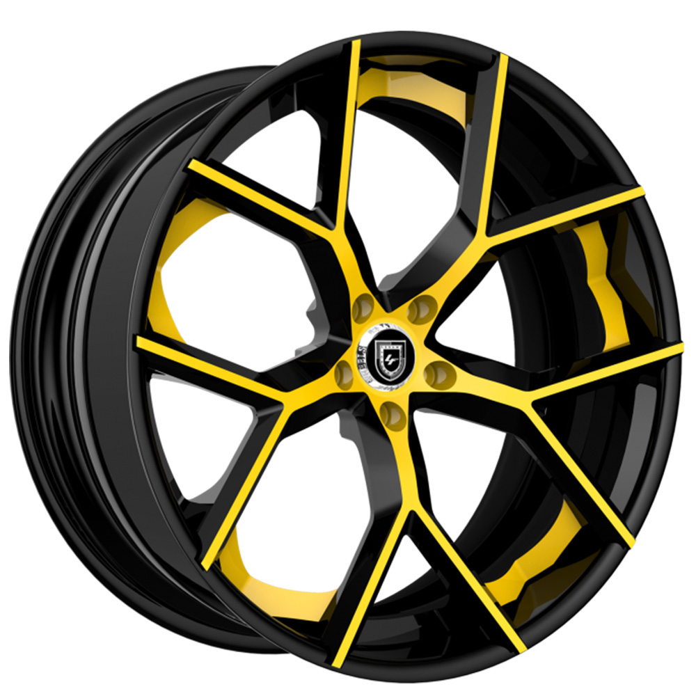 20/21" Lexani Forged Wheels LZ-739 Macallan Satin Black with Yellow Accents Rims 