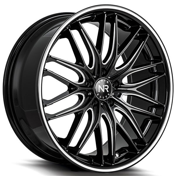 20" Noir Elite Wheels NR106 Gloss Black Milled with Machined Pinstripe Rims 
