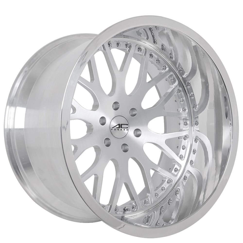 24 AC Forged Wheels ACF701 Brushed Silver Face with Polished Lip Off-Road  Two Piece Rims #AC081-3