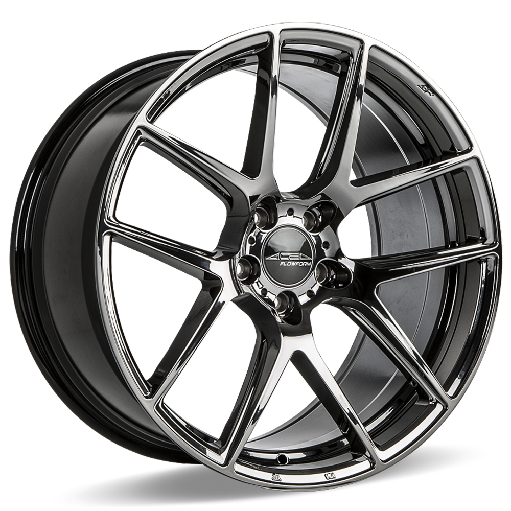 19" Staggered Ace Alloy Wheels AFF02 Black Chrome Flow Formed Rims