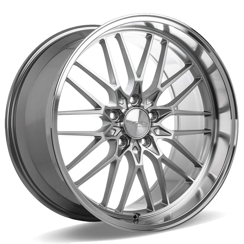 19" Staggered Ace Alloy Wheels AFF04 Silver with Machined Face Flow Formed Rims