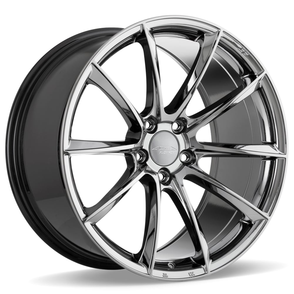 20" Staggered Ace Alloy Wheels AFF05 Black Chrome Flow Formed Rims