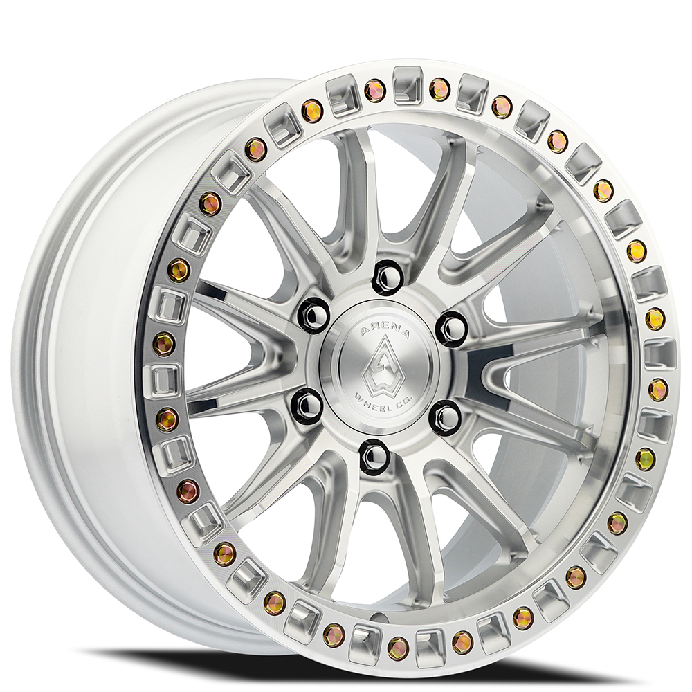 17" Arena Wheel Co A103 Mission Gloss Silver Machined 6-Lug Off-Road Rims