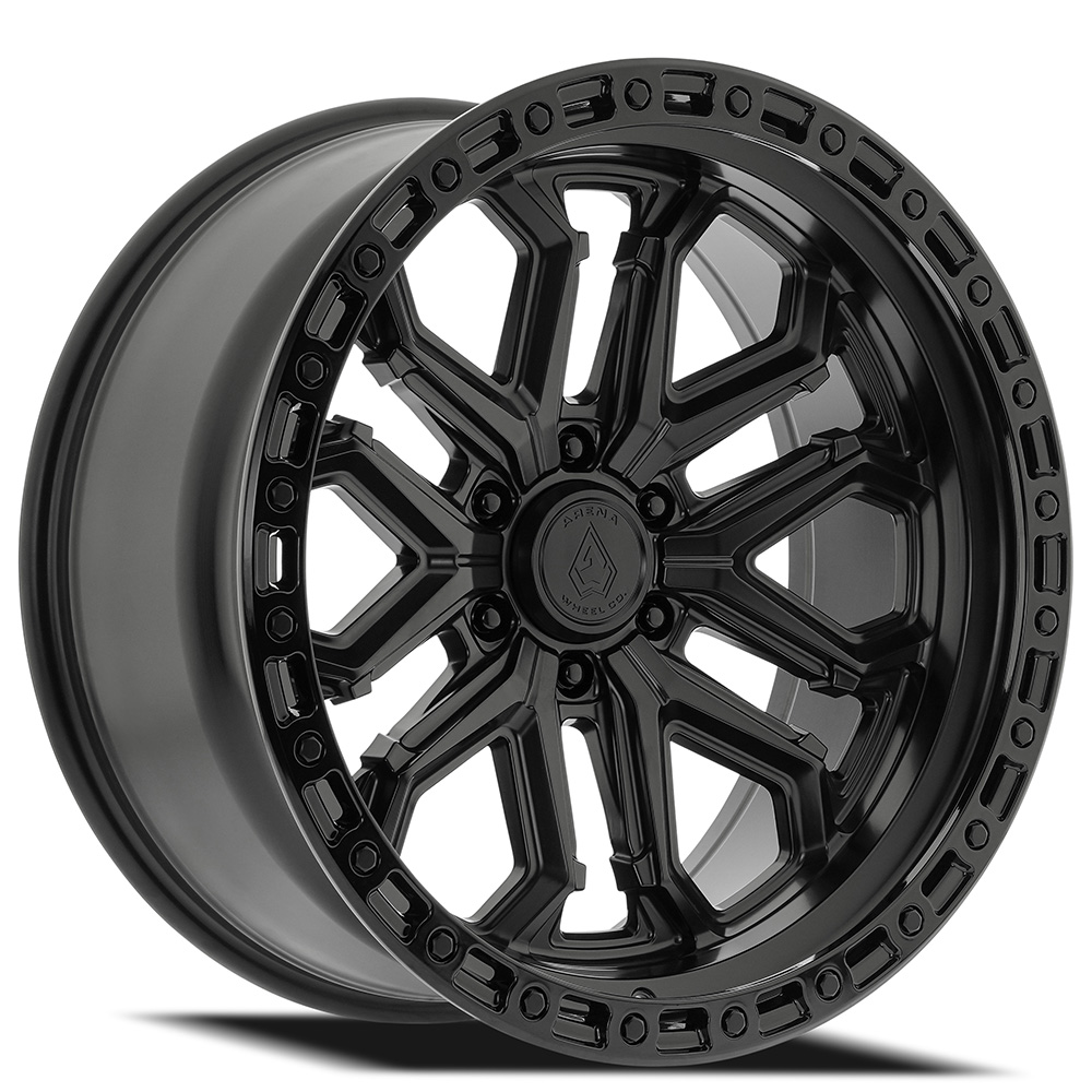 20" Arena Wheel Co A125 Jackal Satin Black Center with Gloss Black Lip 6-Lug Off-Road Rims  