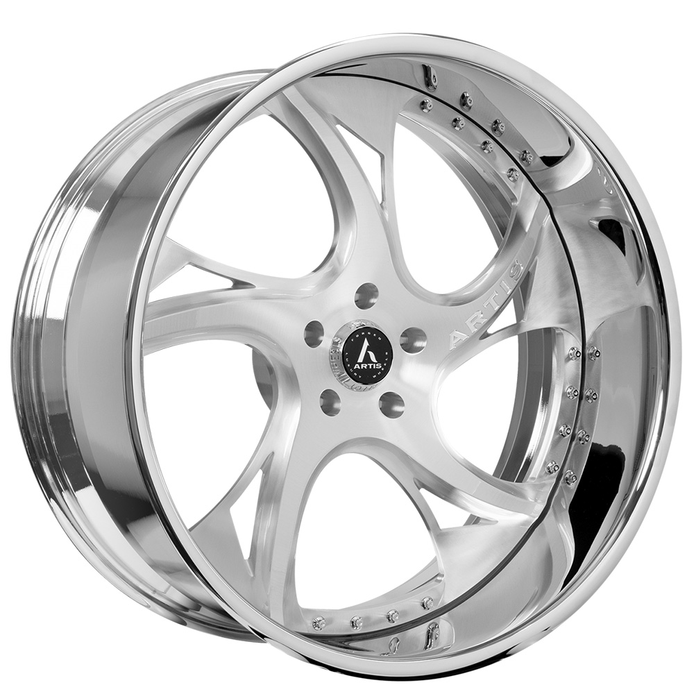 21" Artis Forged Wheels Capital Brushed Silver Face with Chrome Lip Rims