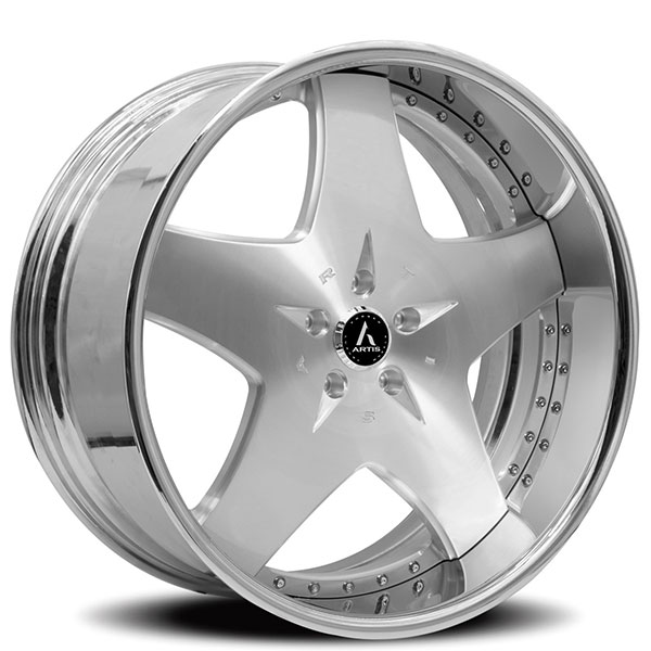 22" Artis Forged Wheels Cashville Brushed Silver Face with Chrome Lip Rims