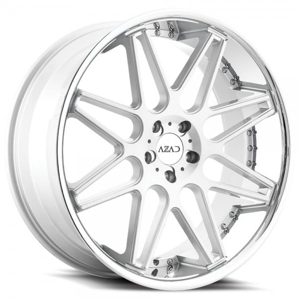 24" Staggered Azad Wheels AZ77 Brushed Face with Chrome SS Lip Rims