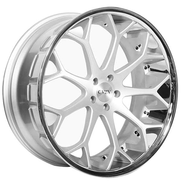 22" Azad Wheels AZ99 Silver with Chrome SS Lip Rims 