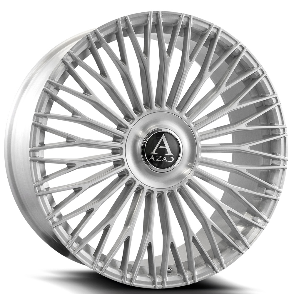 22" Azad Wheels AZV07 Brushed Silver Floating Cap Rims