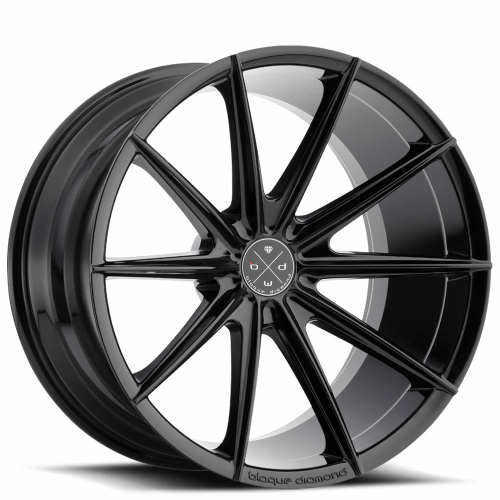 20" Staggered Blaque Diamond Wheels BD-11 Gloss Black Rims