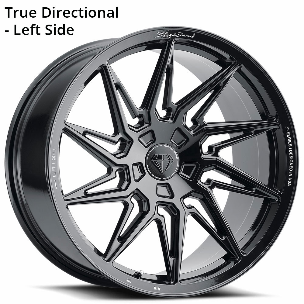 20" Staggered Blaque Diamond Wheels BD-F20 Gloss Black True Directional Flow Forged Rims